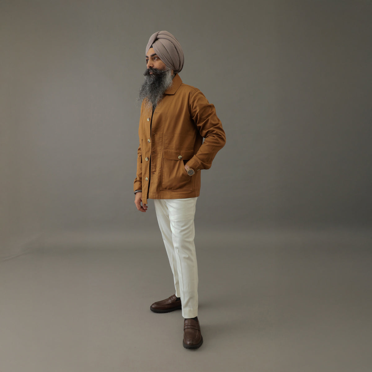 Iconic Cotton Twill Shacket Brown