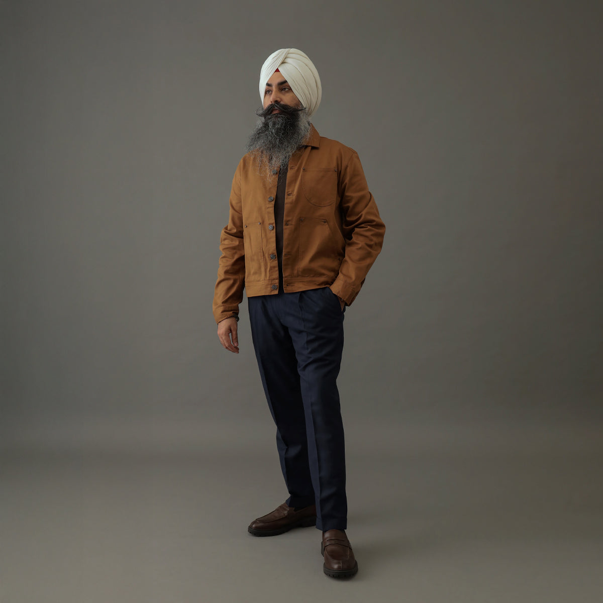 Crop Denim Shacket Brown