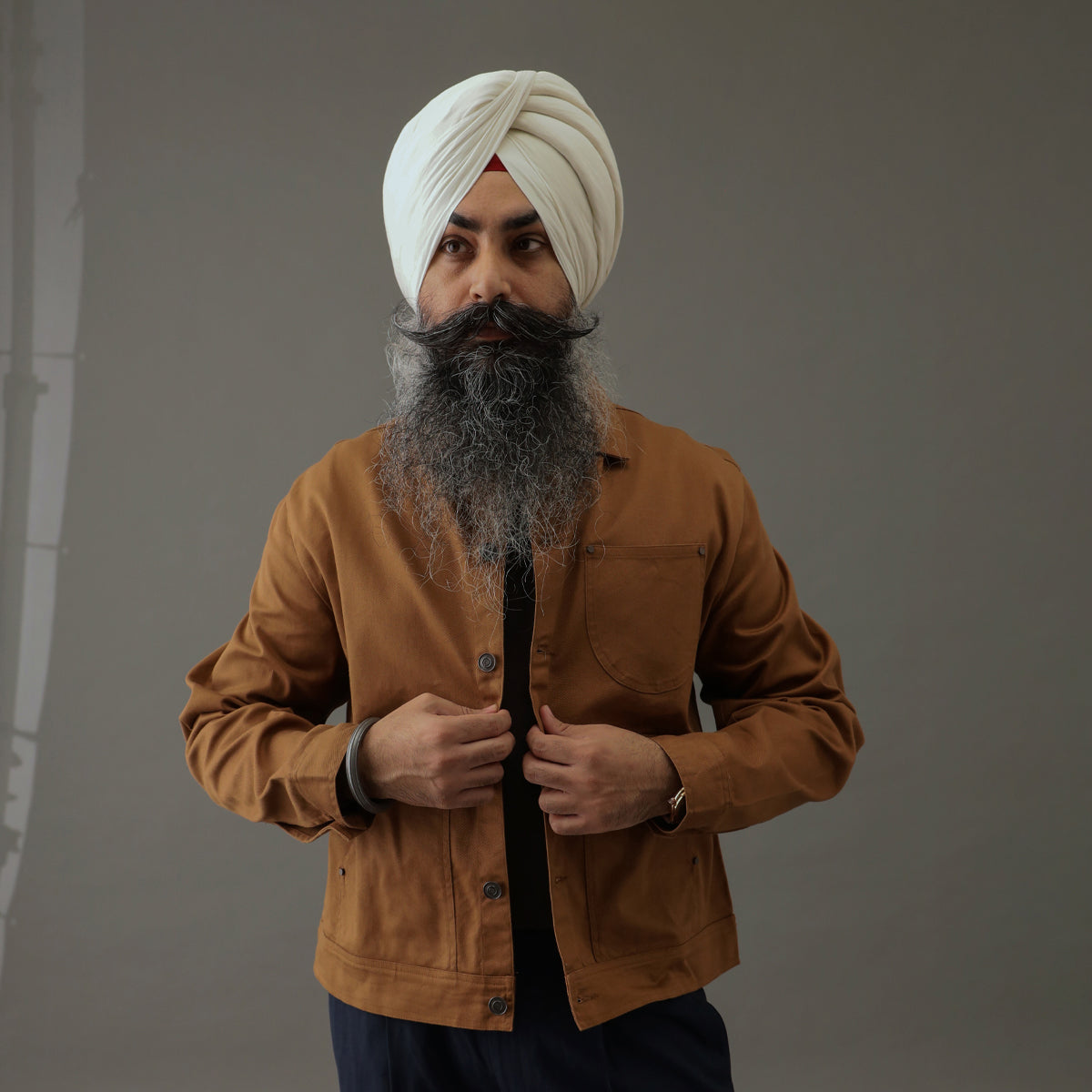 Crop Denim Shacket Brown