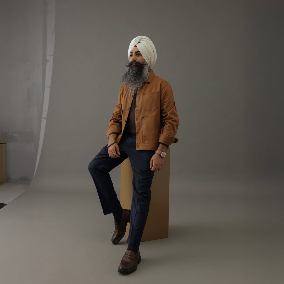 Crop Denim Shacket Brown