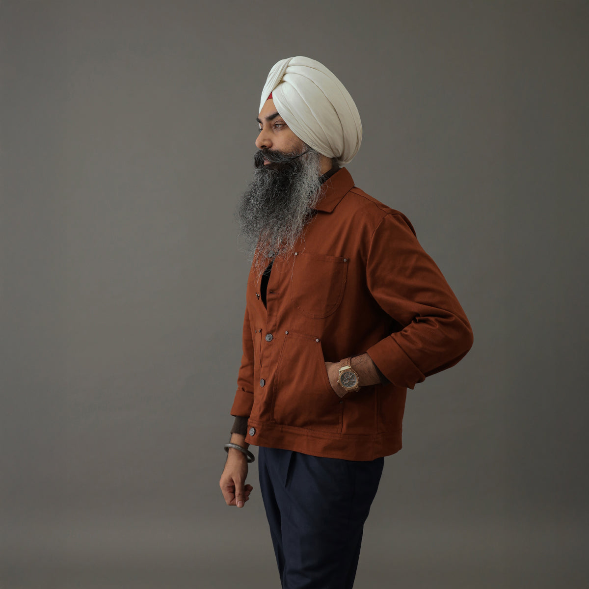 Crop Denim Shacket Rust