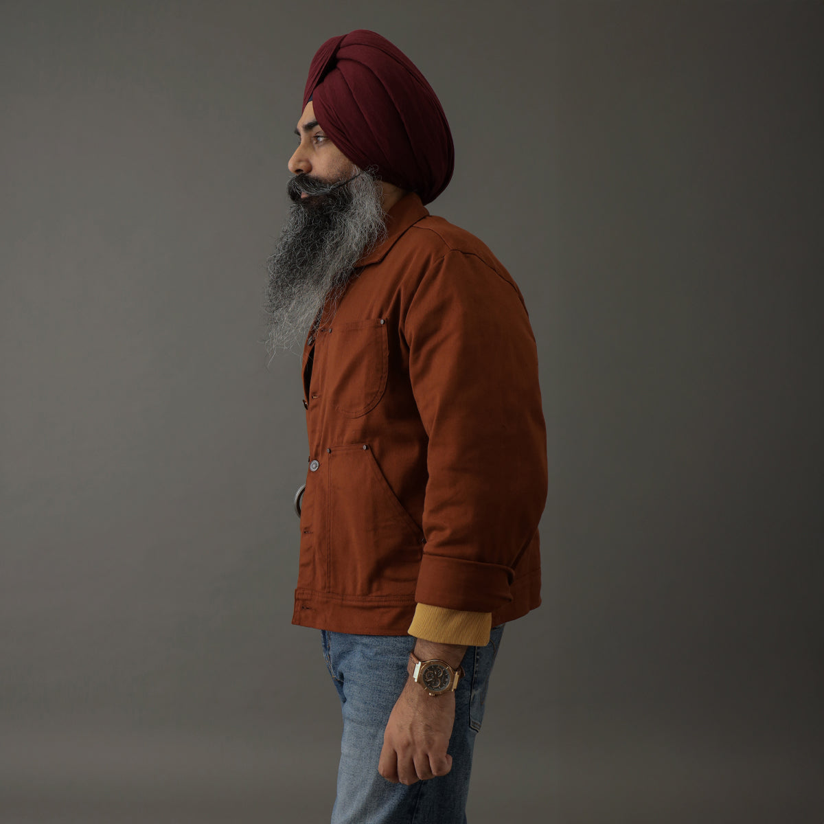 Crop Denim Shacket Rust