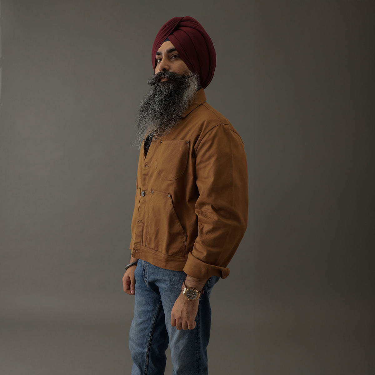 Crop Denim Shacket Brown