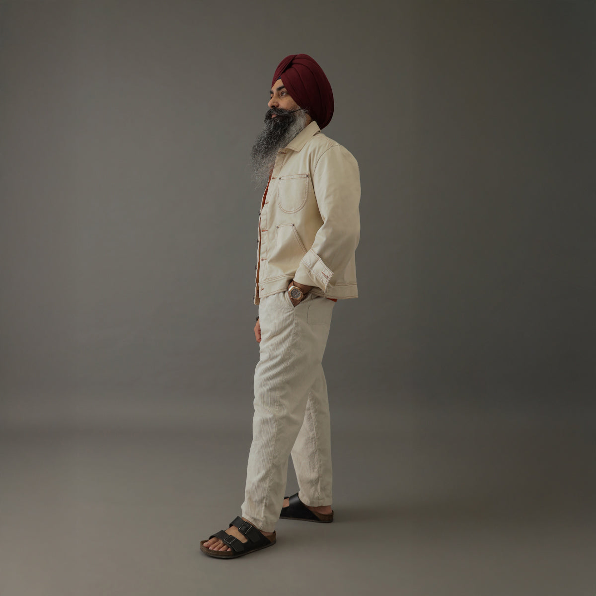 Crop Denim Shacket Cream