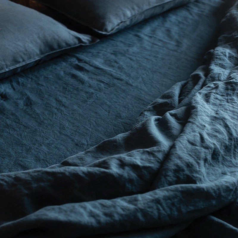 Linen Bedsheet | Flat Sheet | Indigo Blue