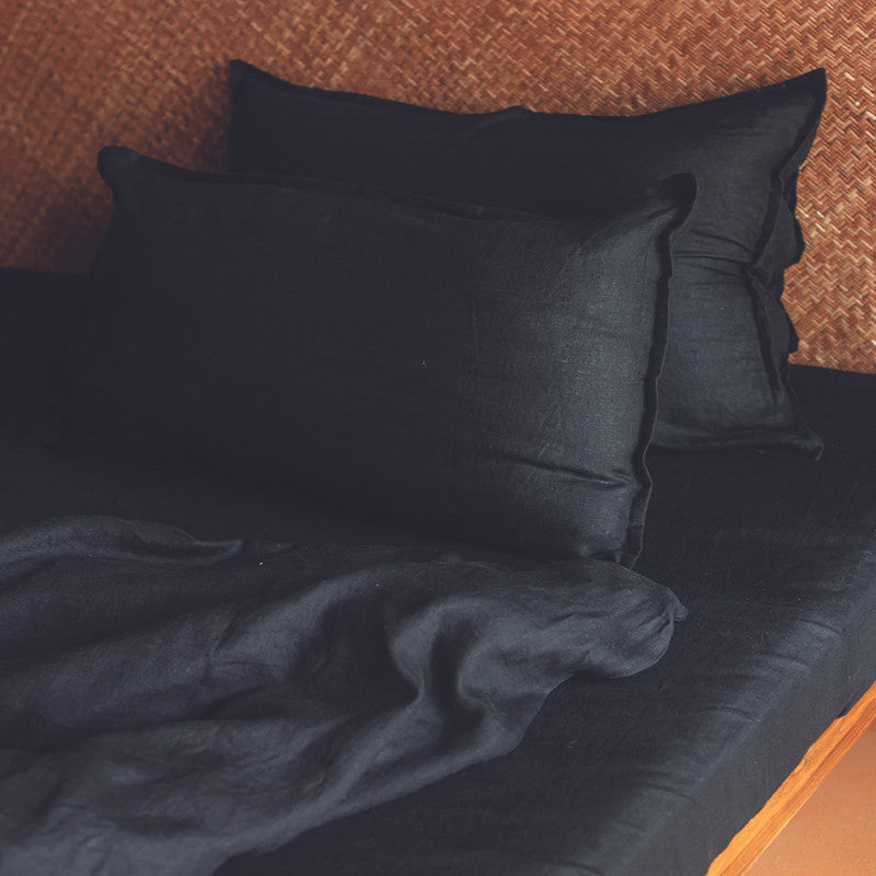 Linen Bedsheet | Flat Sheet | Kohl Black