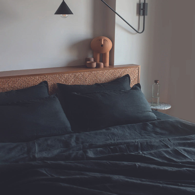 Linen Bedsheet | Flat Sheet | Kohl Black