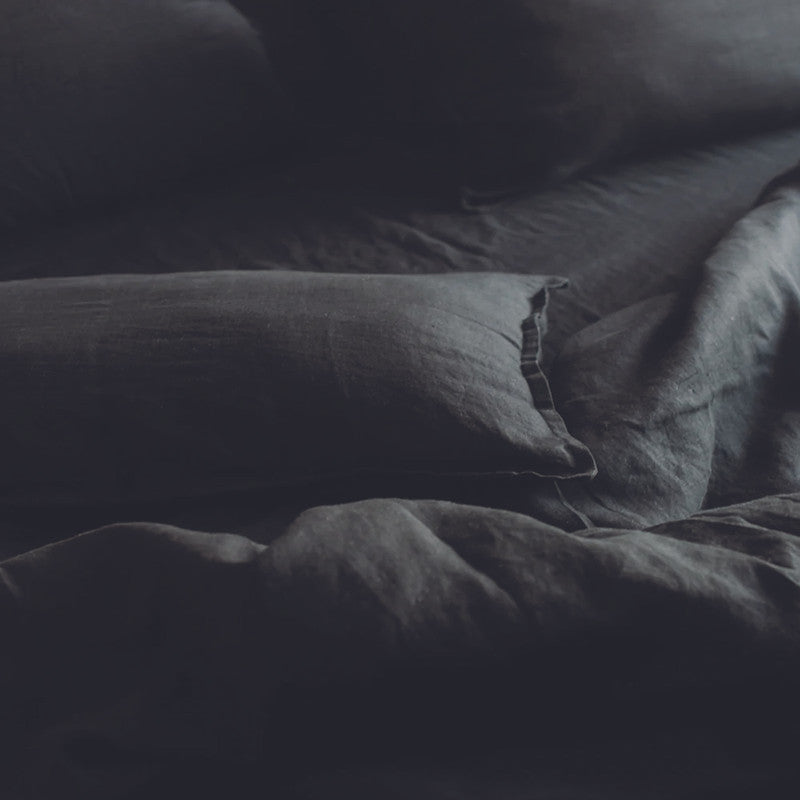 Linen Bedsheet | Flat Sheet | Kohl Black