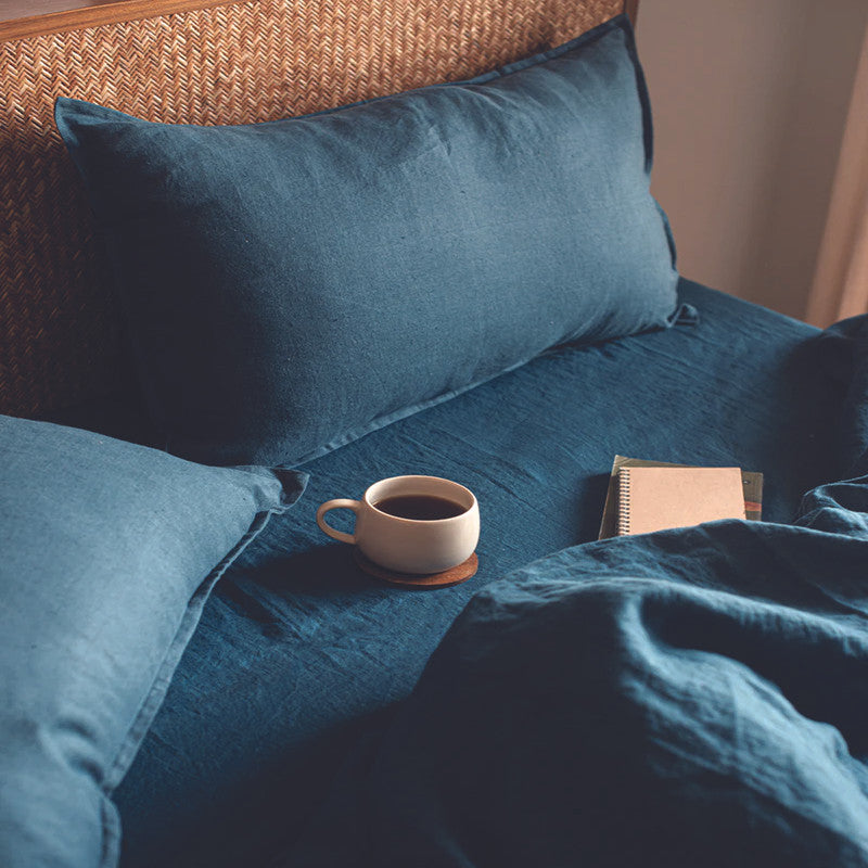 Linen Bedset | Bedsheet Set | Duvet Cover | Indigo Blue | Set of 4