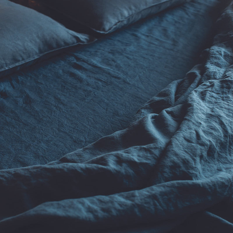 Linen Bedset | Bedsheet Set | Duvet Cover | Indigo Blue | Set of 4