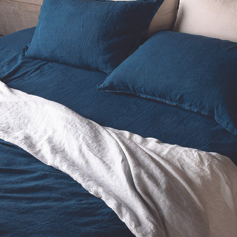 Linen Bedset | Bedsheet Set | Duvet Cover | Indigo Blue | Set of 4