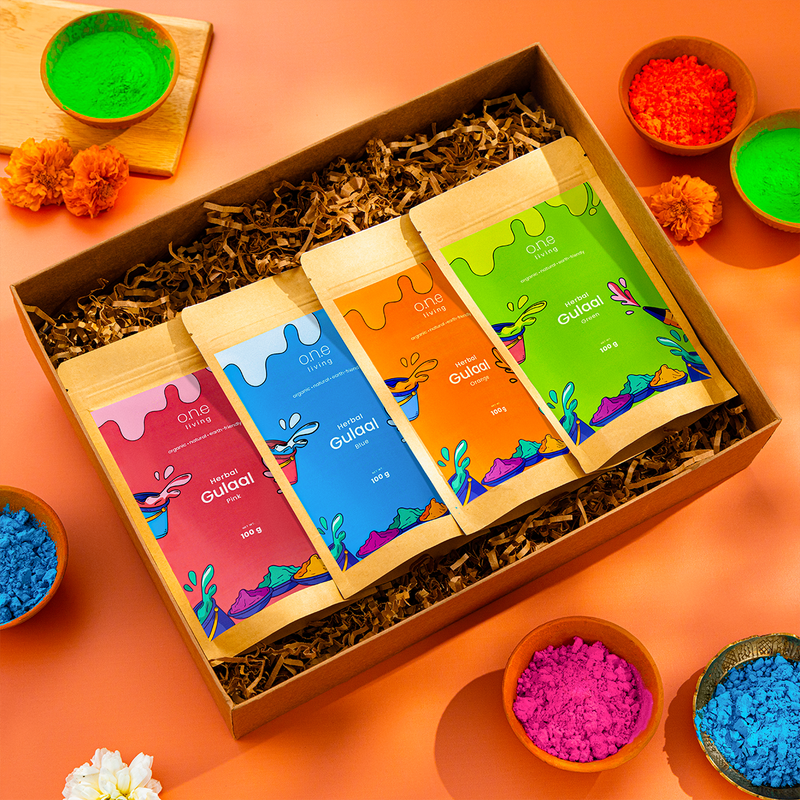 Herbal Holi Colours Box | Pack of 4 | Skin-friendly