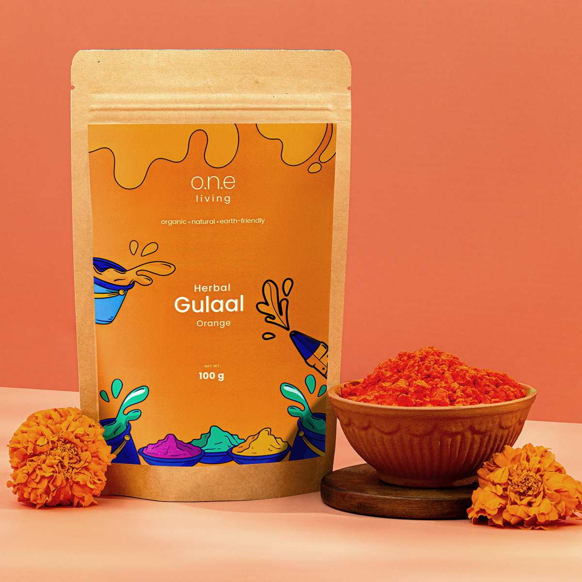Orange Natural Gulaal Online | 100 g | Herbal Gulaal