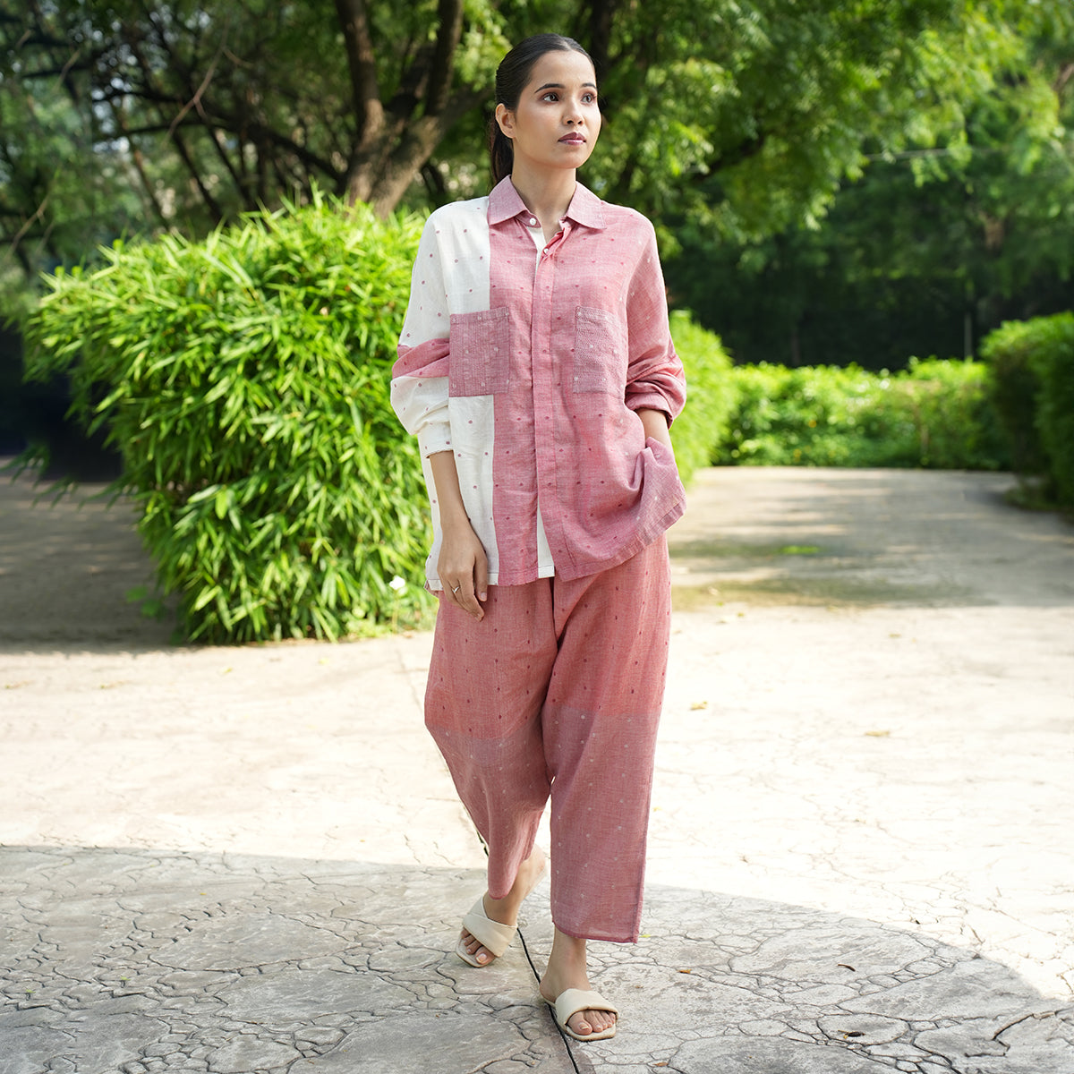 Lapis Shirt-Ecru And Brick