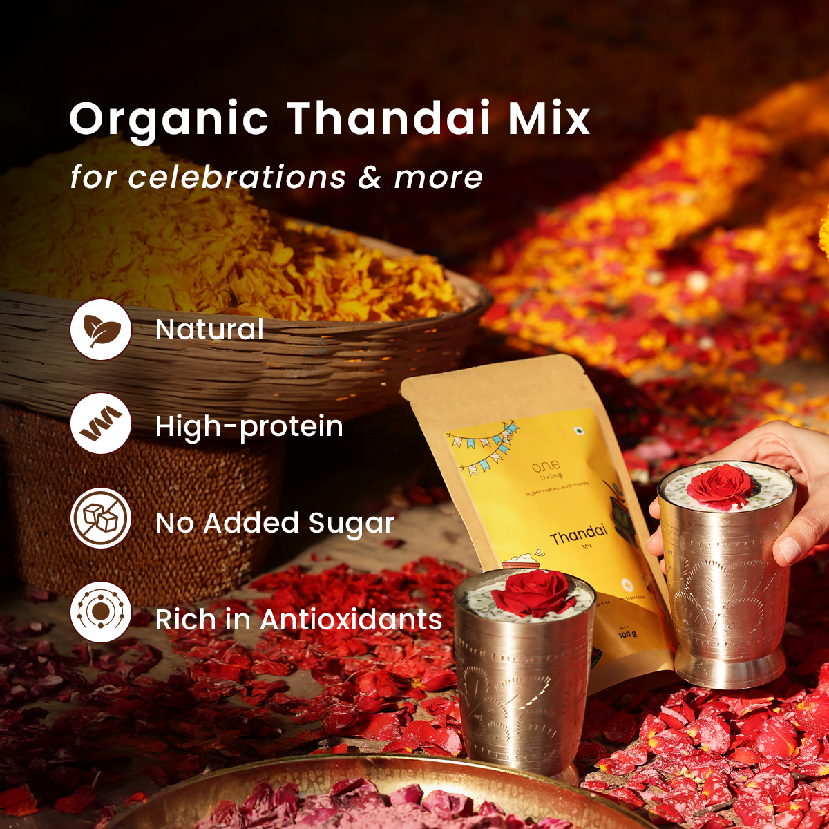 Natural Thandai Powder | 100 g | No Added Sugar | Protein-Rich