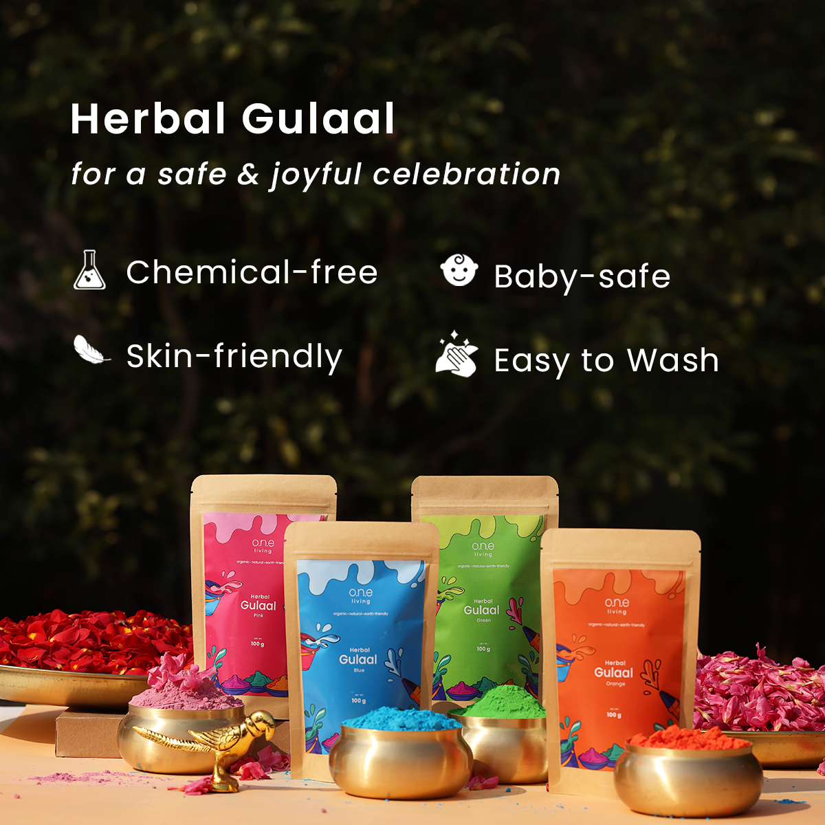 Pink Natural Gulaal Online | 100 g | Herbal Gulaal