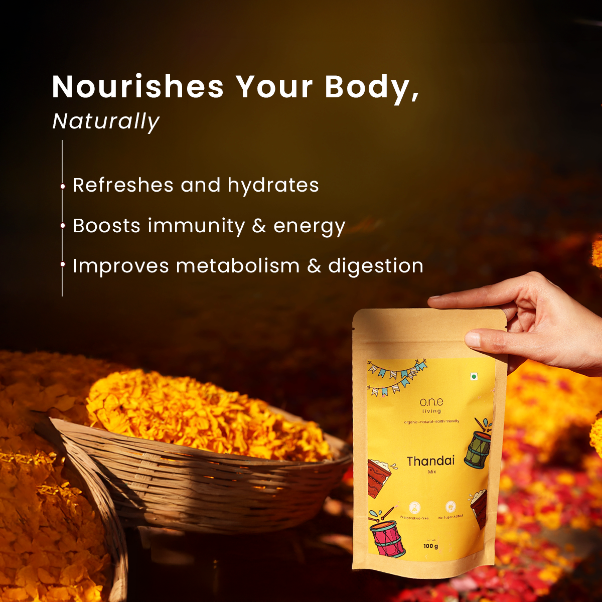 Natural Thandai Powder | 100 g | No Added Sugar | Protein-Rich