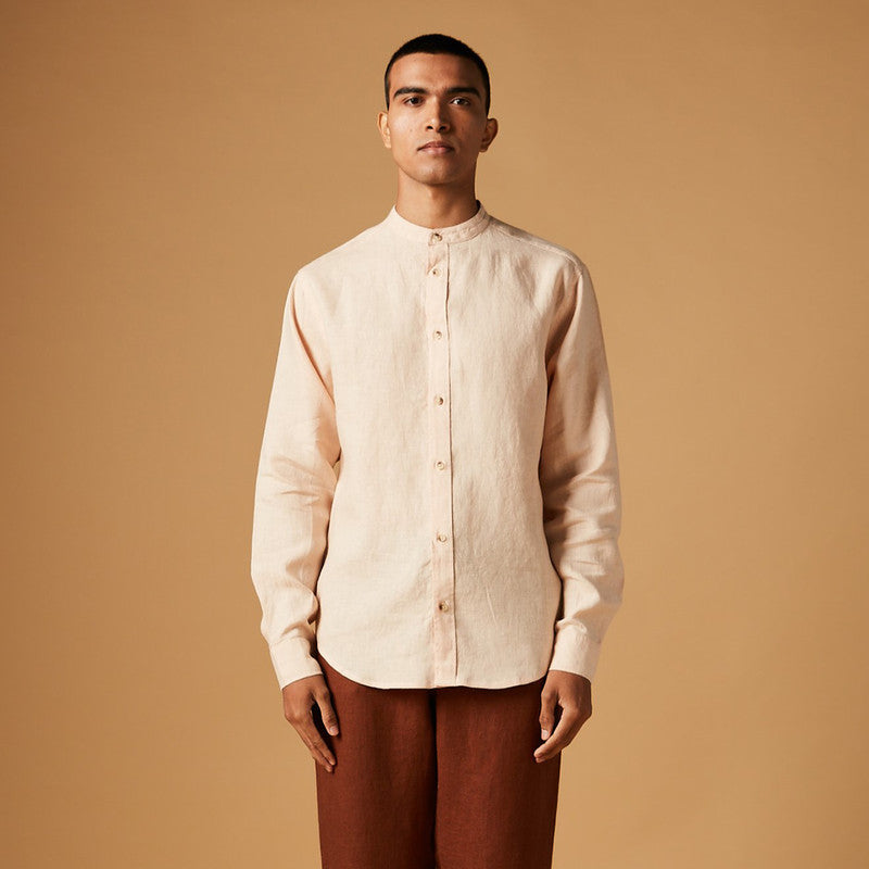 Band Collar Linen Shirt