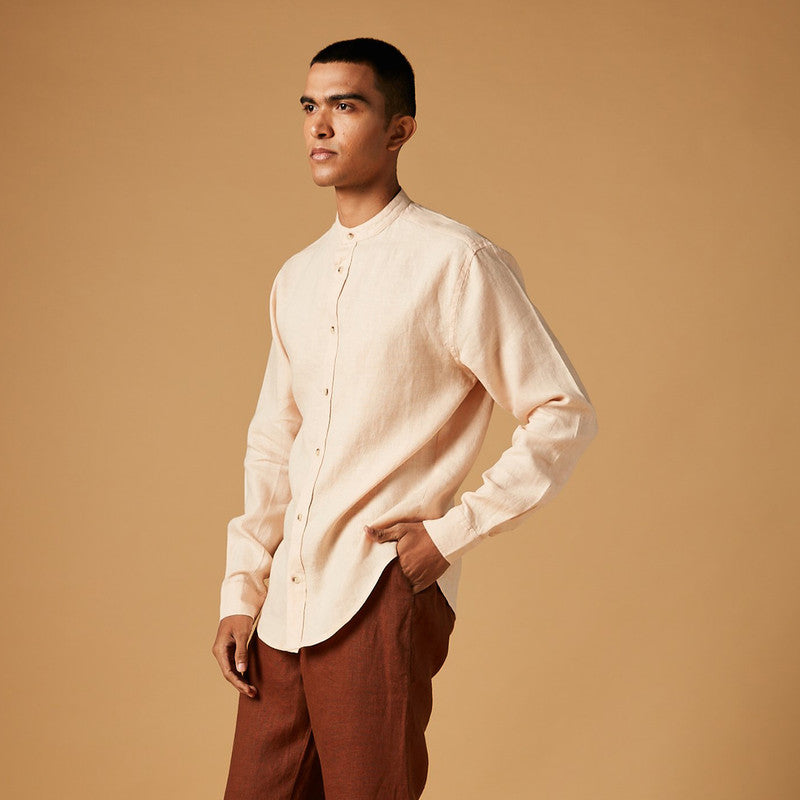 Band Collar Linen Shirt