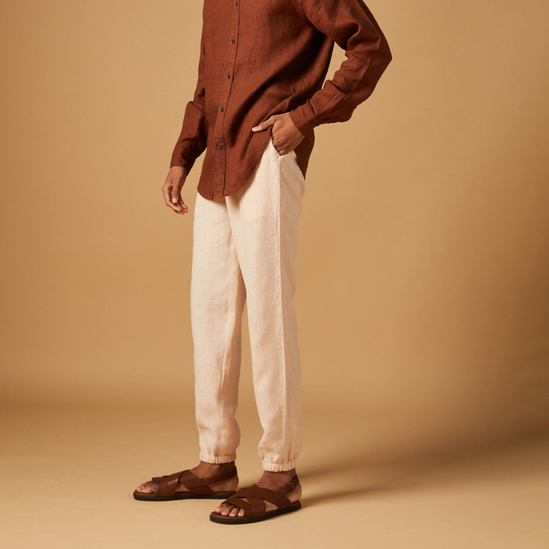Linen Jogger Pants | Beige