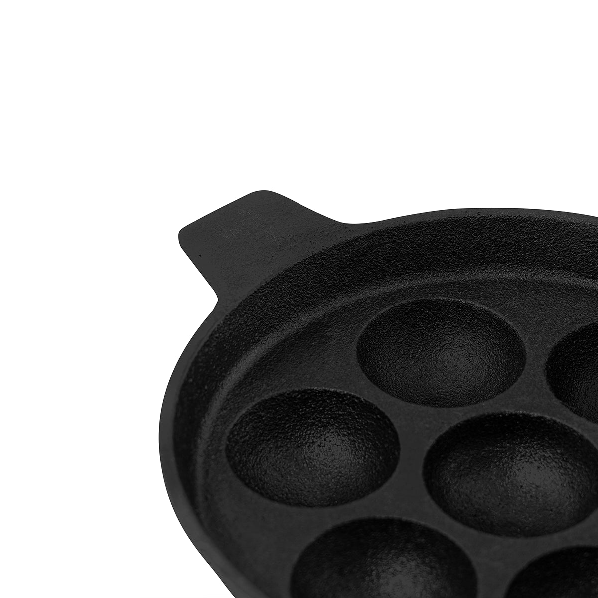 Cast Iron Paniyaram Pan with Wooden Ladle | Pre-seasoned | 7.4 Inches