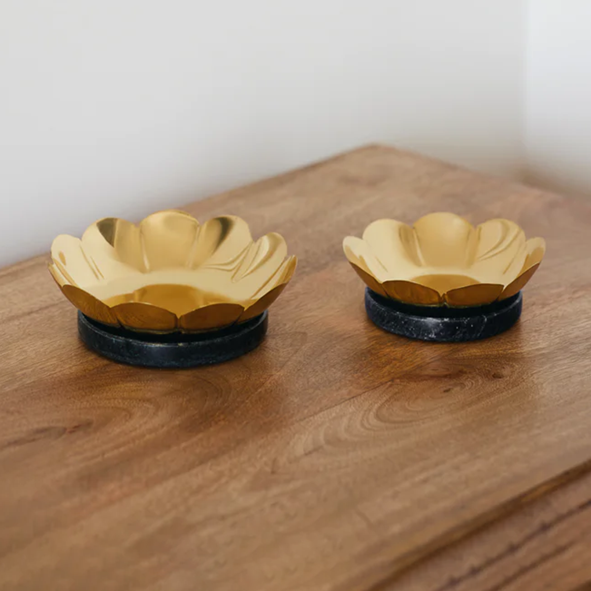 Lotus Brass Tealight Holders, Set of 2