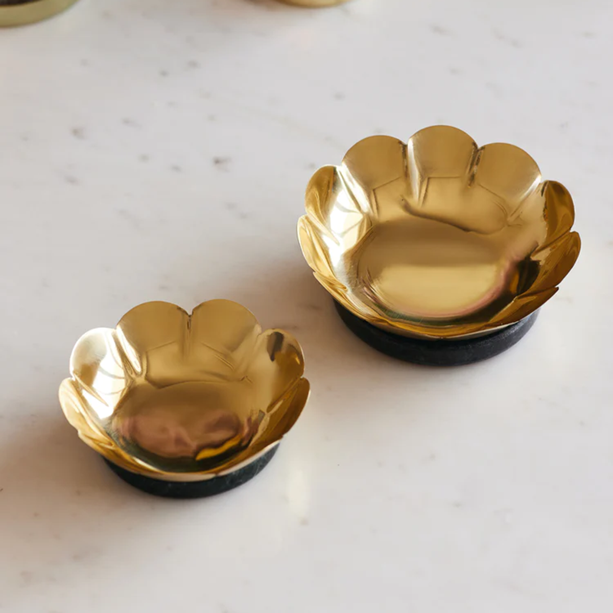 Lotus Brass Tealight Holders, Set of 2