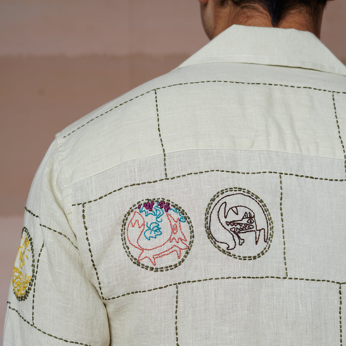 Cultural Tales - Hand Embroidered Unisex Linen Shirt