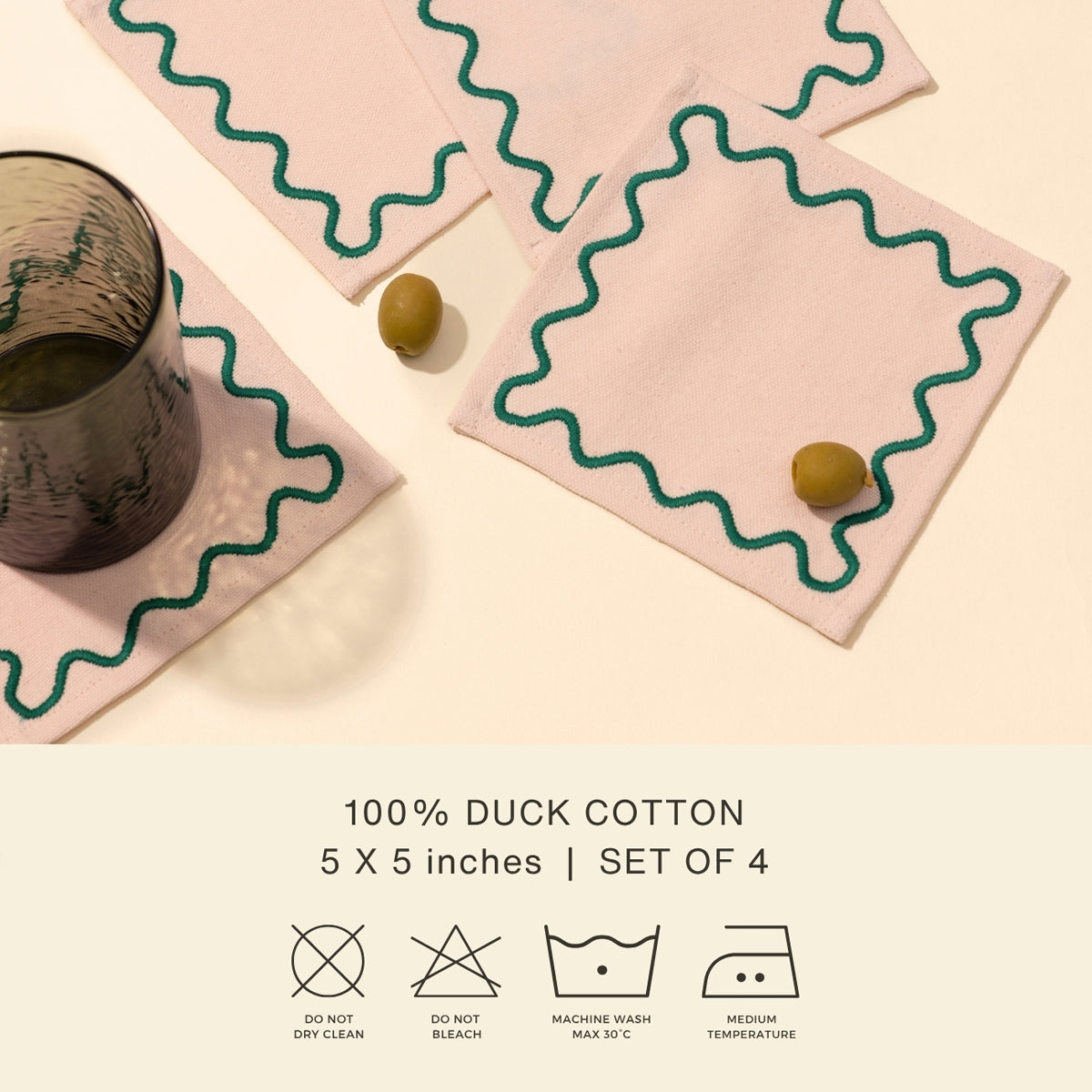 Embroidered Cocktail Napkins | Blush