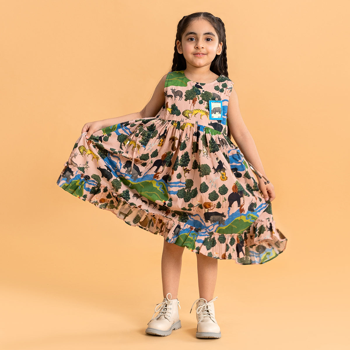 BLUSH KAZIRANGA NATIONAL PARK RUFFLE DRESS