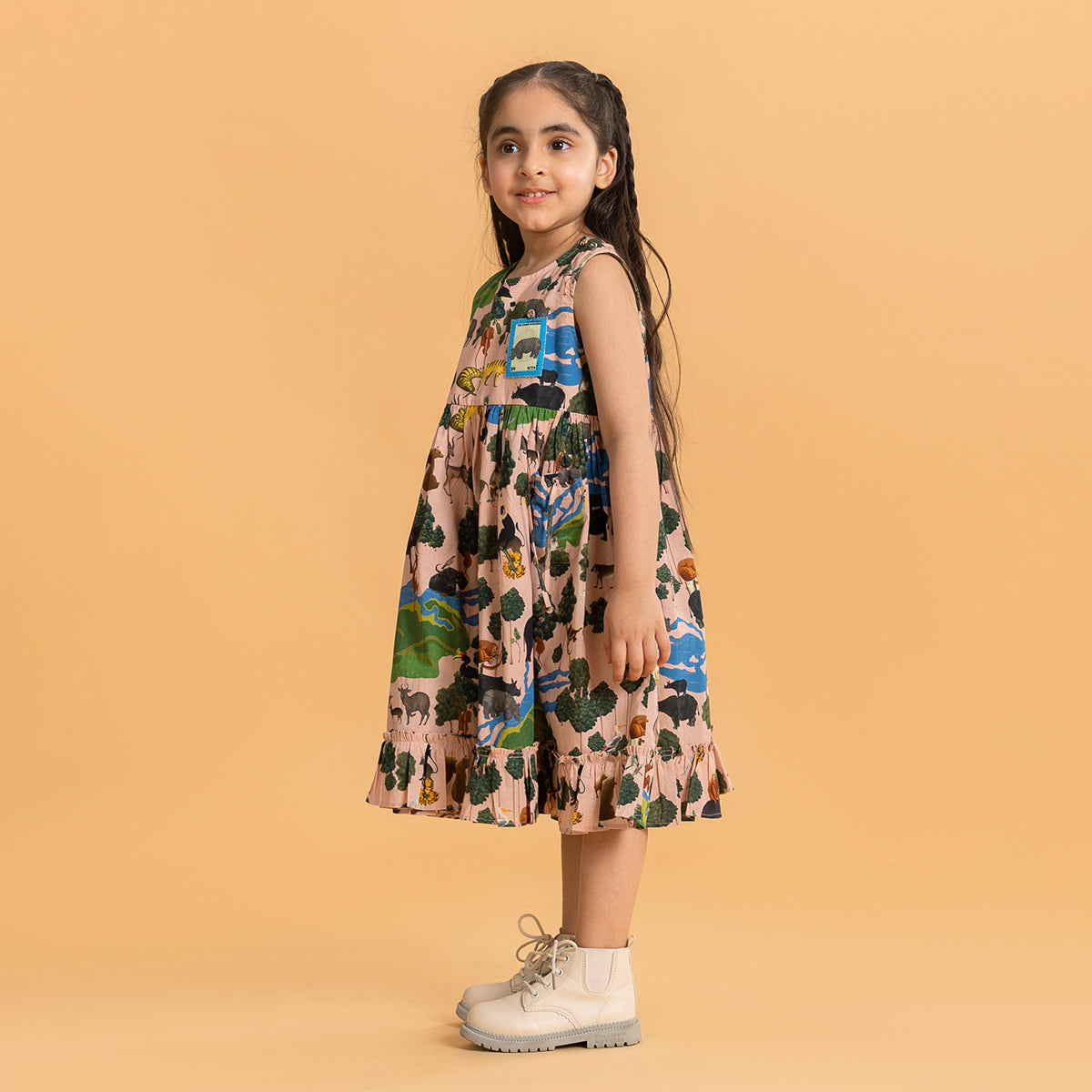 BLUSH KAZIRANGA NATIONAL PARK RUFFLE DRESS