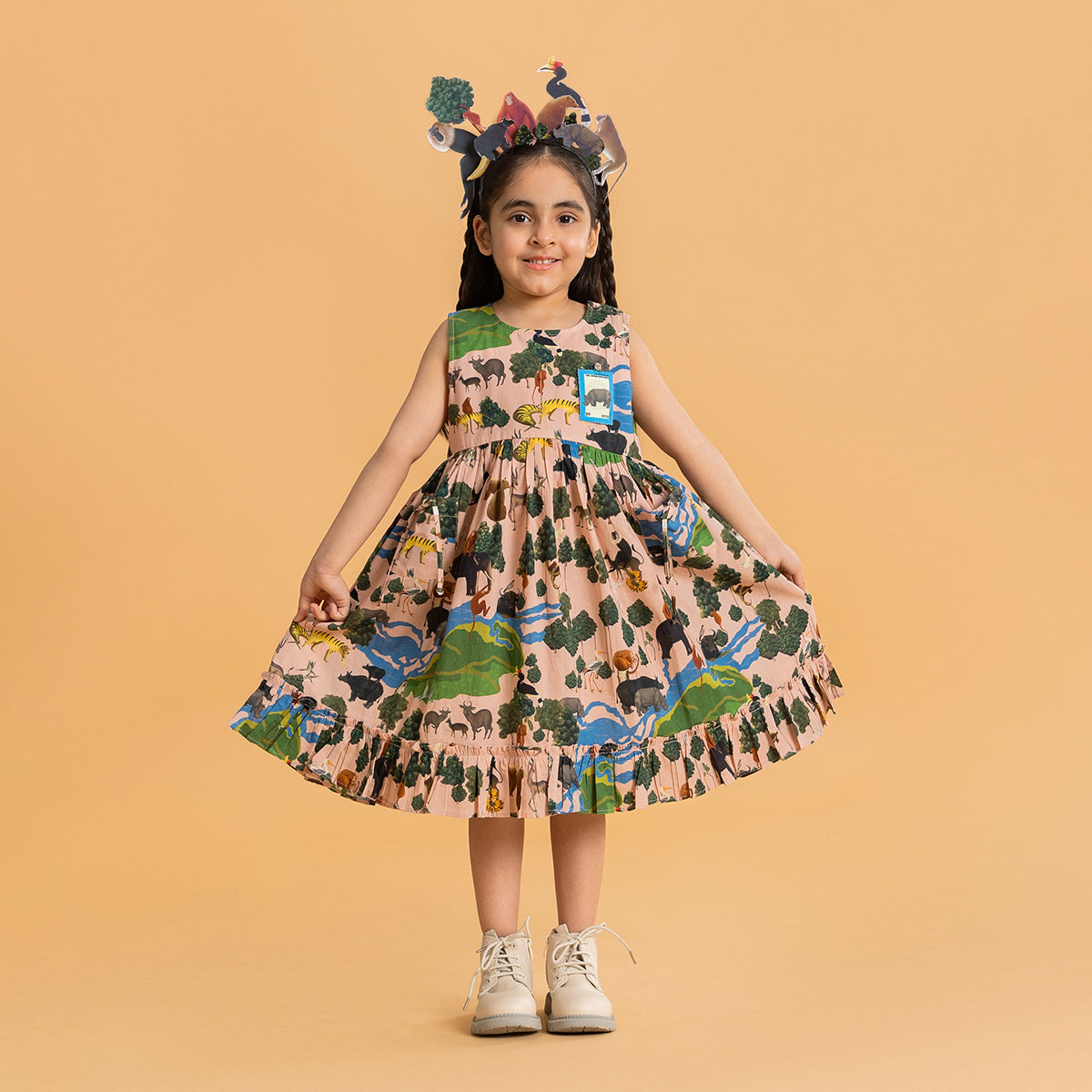 BLUSH KAZIRANGA NATIONAL PARK RUFFLE DRESS