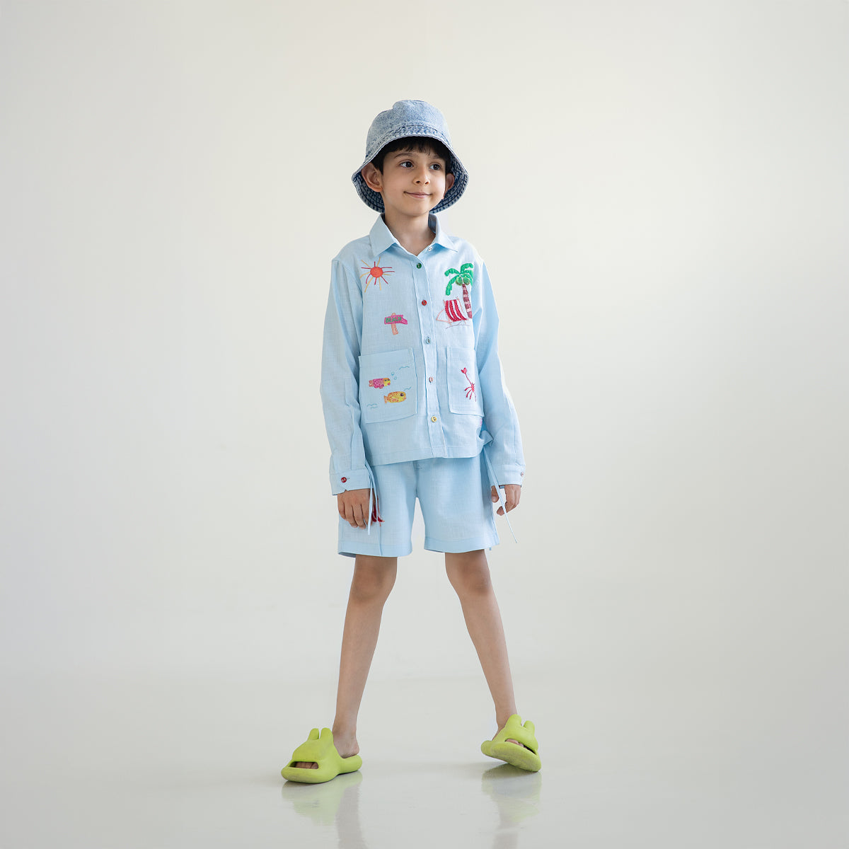 Phuket Seaside Applique Shacket | Ice Blue