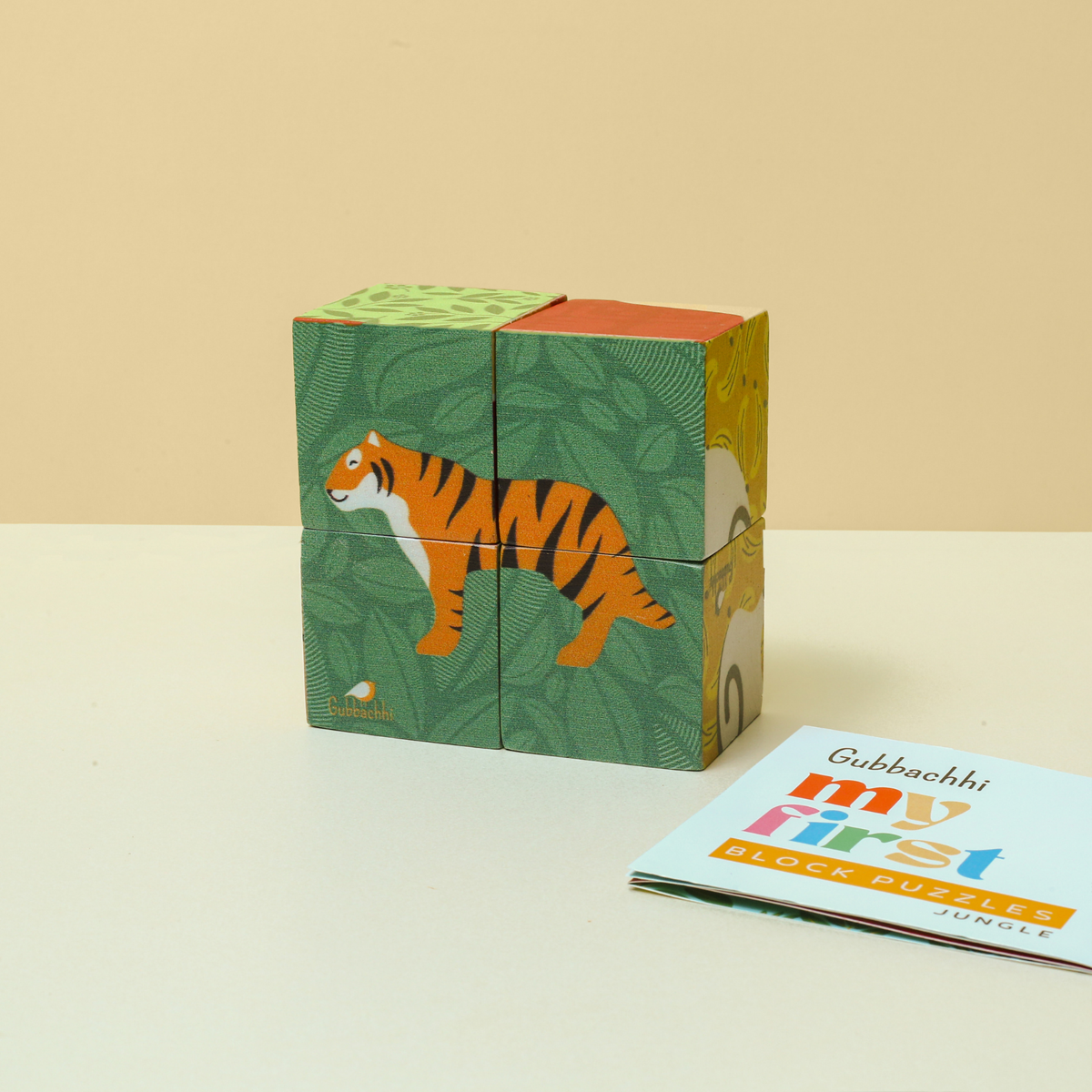 My First Block Puzzles - Jungle | Wooden 6-in-1 Puzzle Set (4 Blocks)
