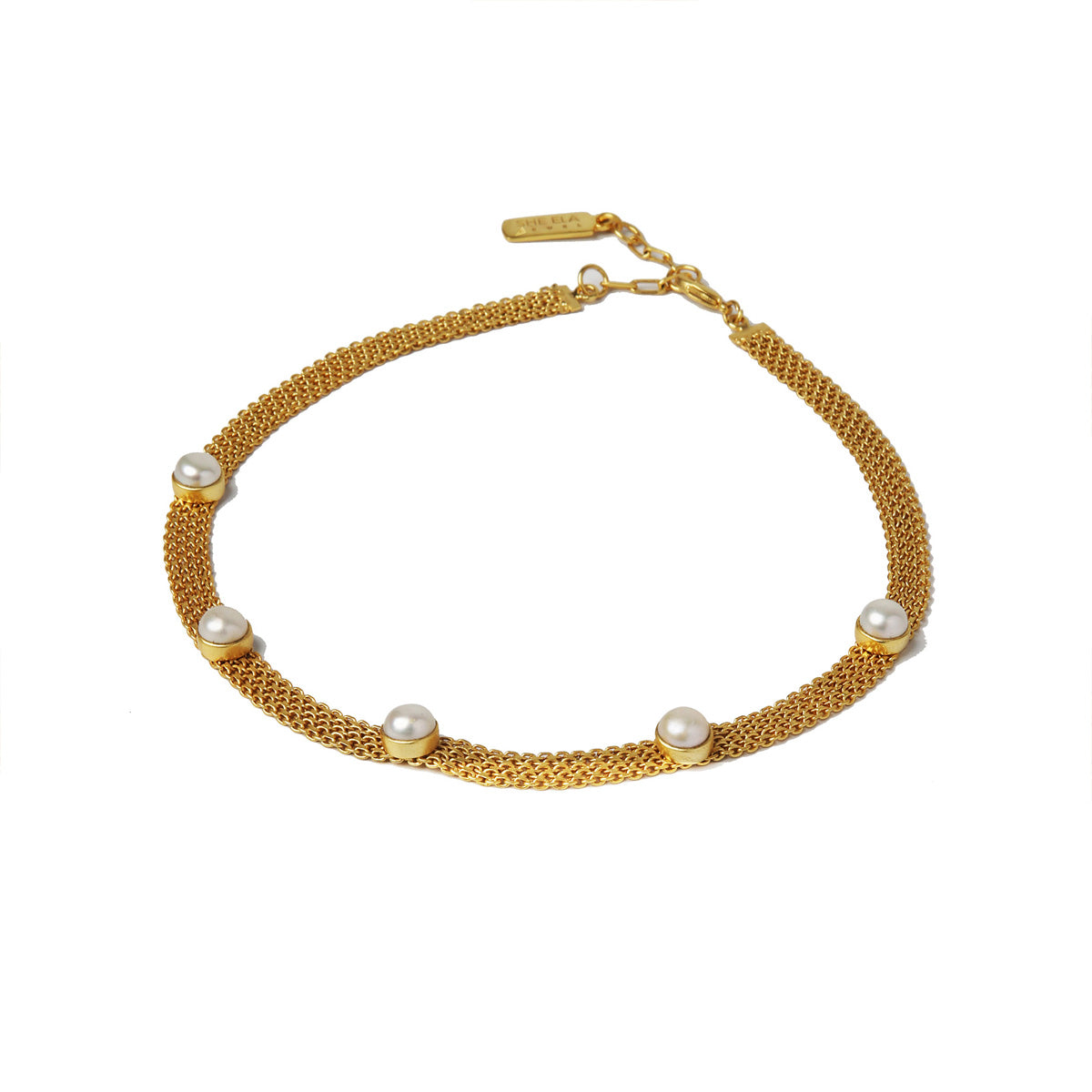 Flat Chain Pearl Choker