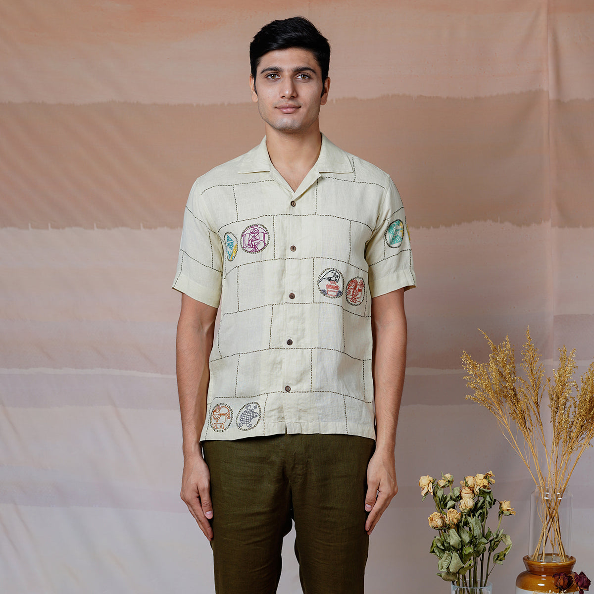 Cultural Tales - Hand Embroidered Unisex Linen Shirt