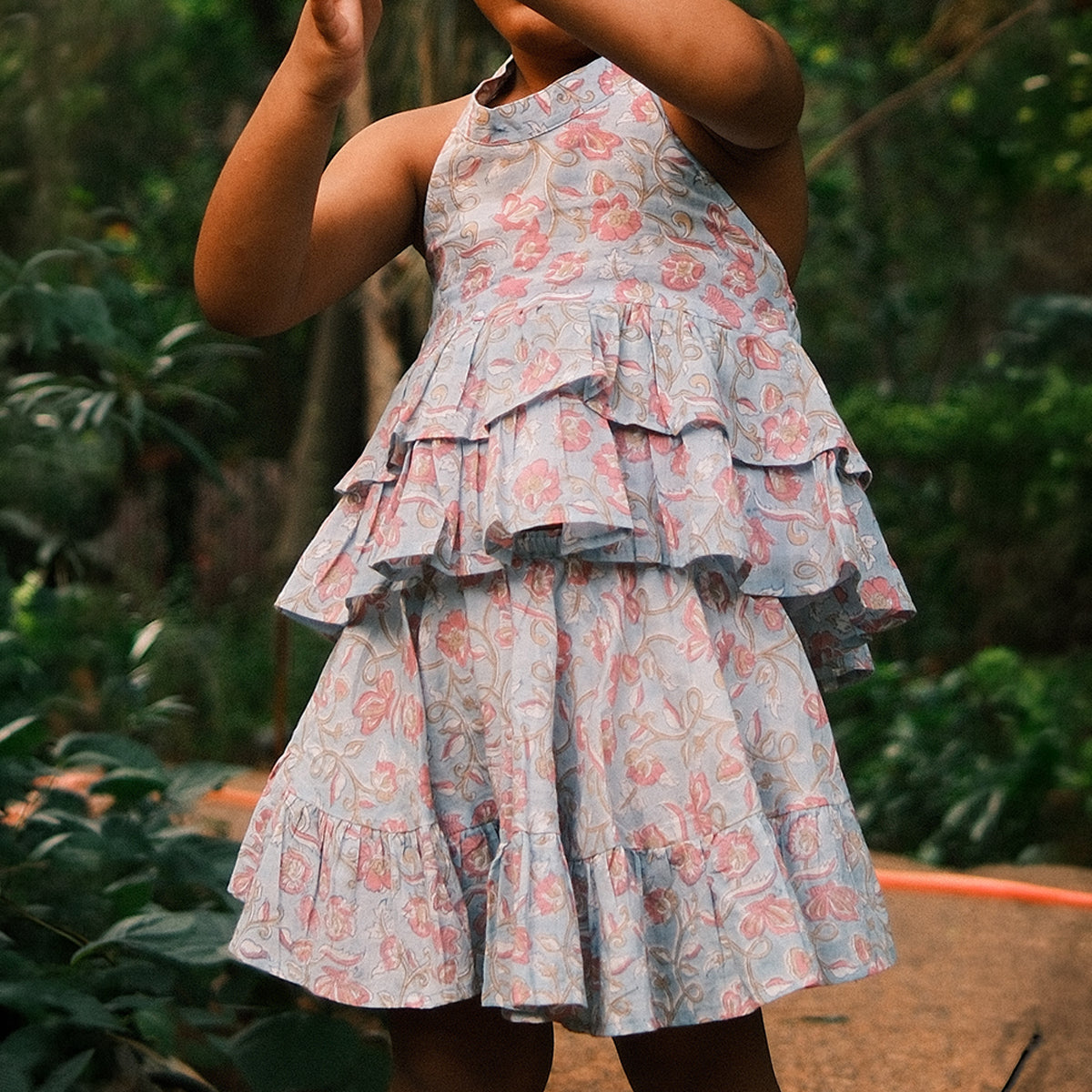 Flutter Sky Blue Butterfly Halter Top Skirt Co-Ord
