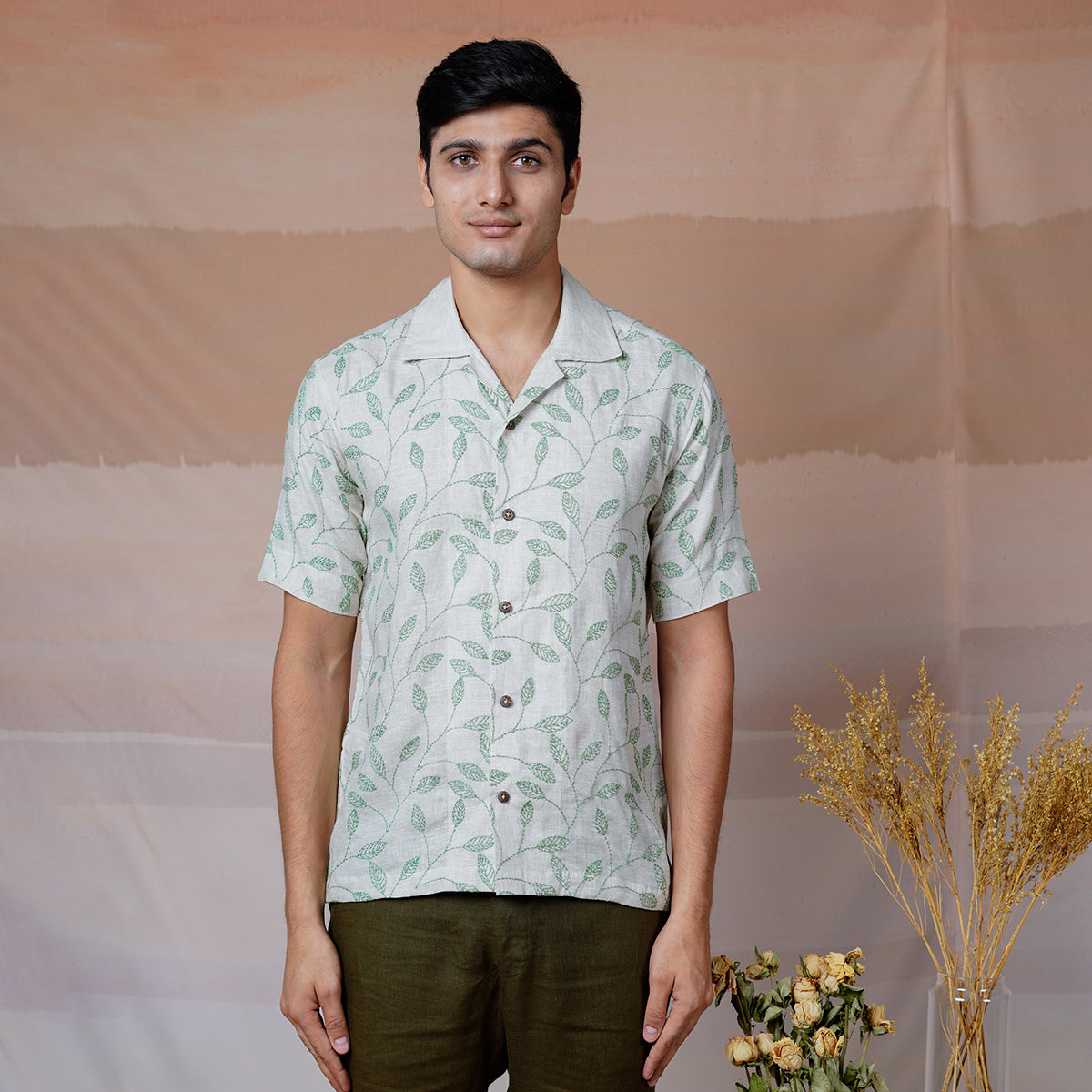 Forest Fern - Hand Embroidered Unisex Linen Shirt