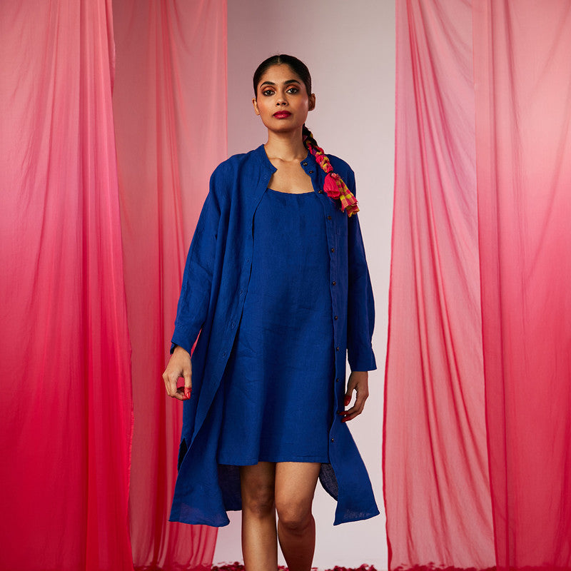 Linen Slip Dress | Blue