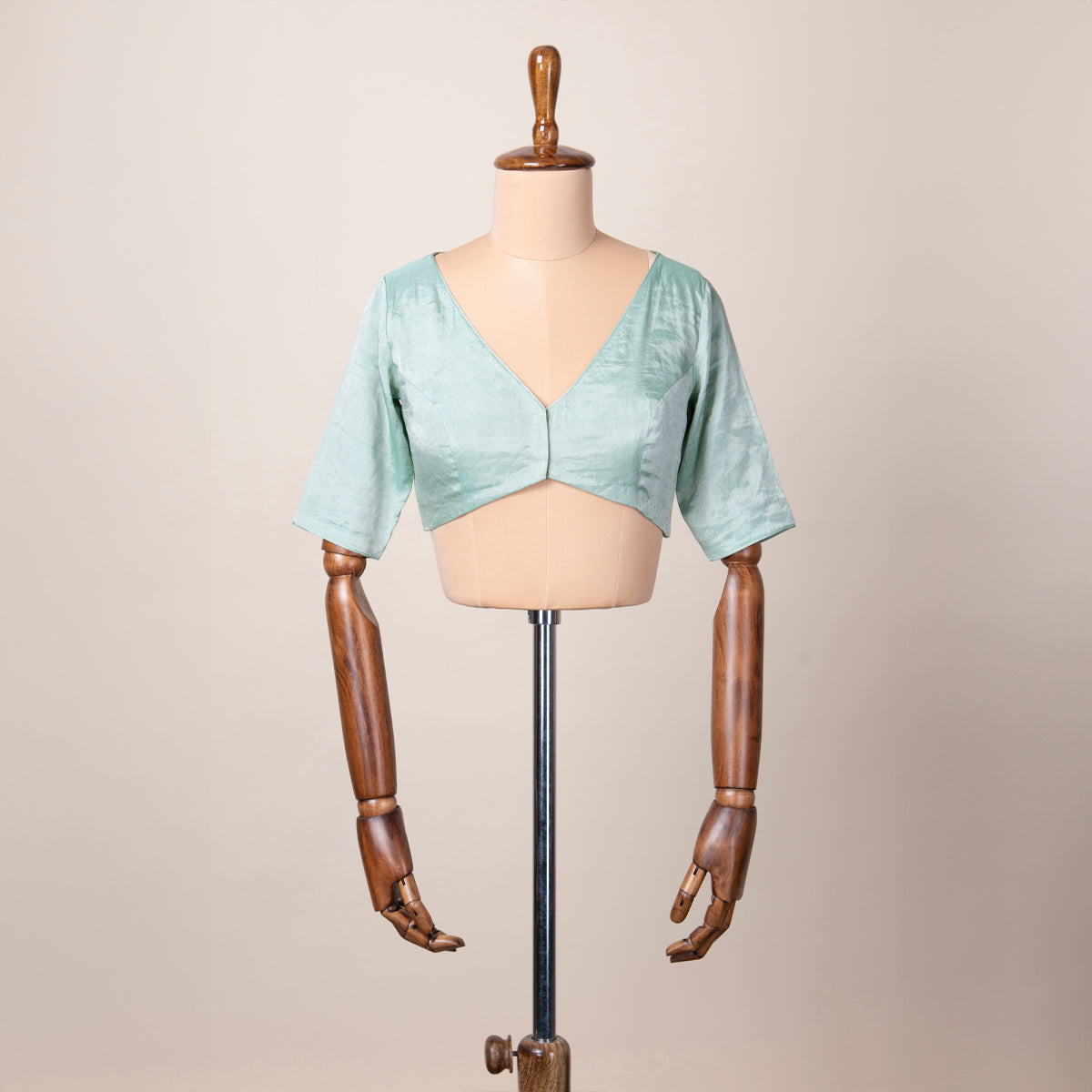 Aqua V-Neck Tissue Blouse