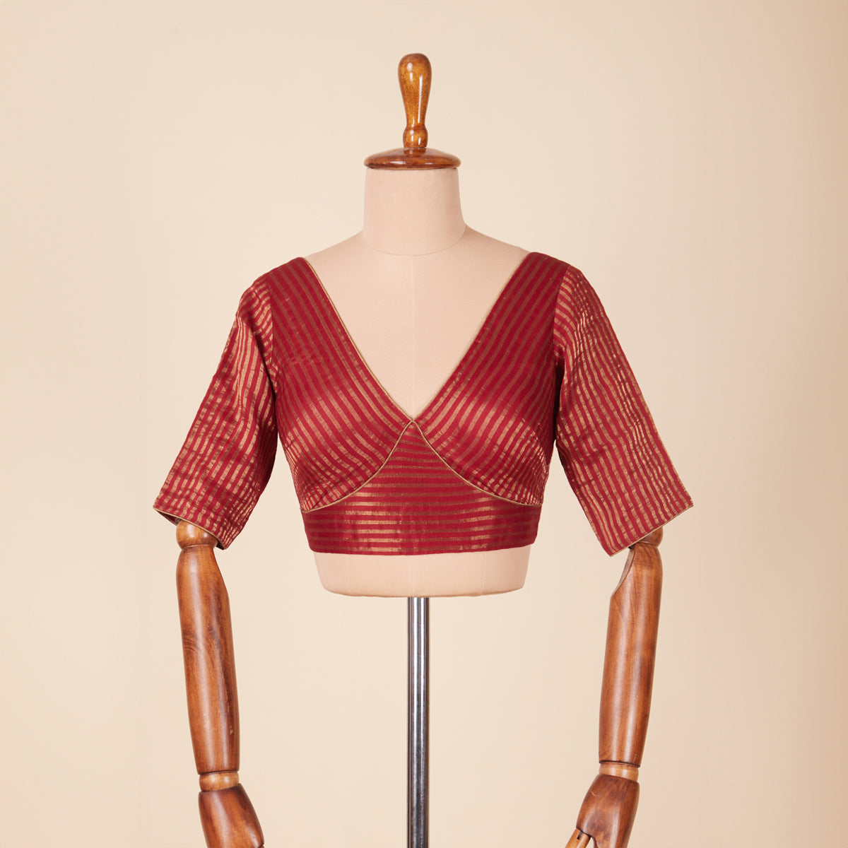 Handwoven Red Chanderi Blouse
