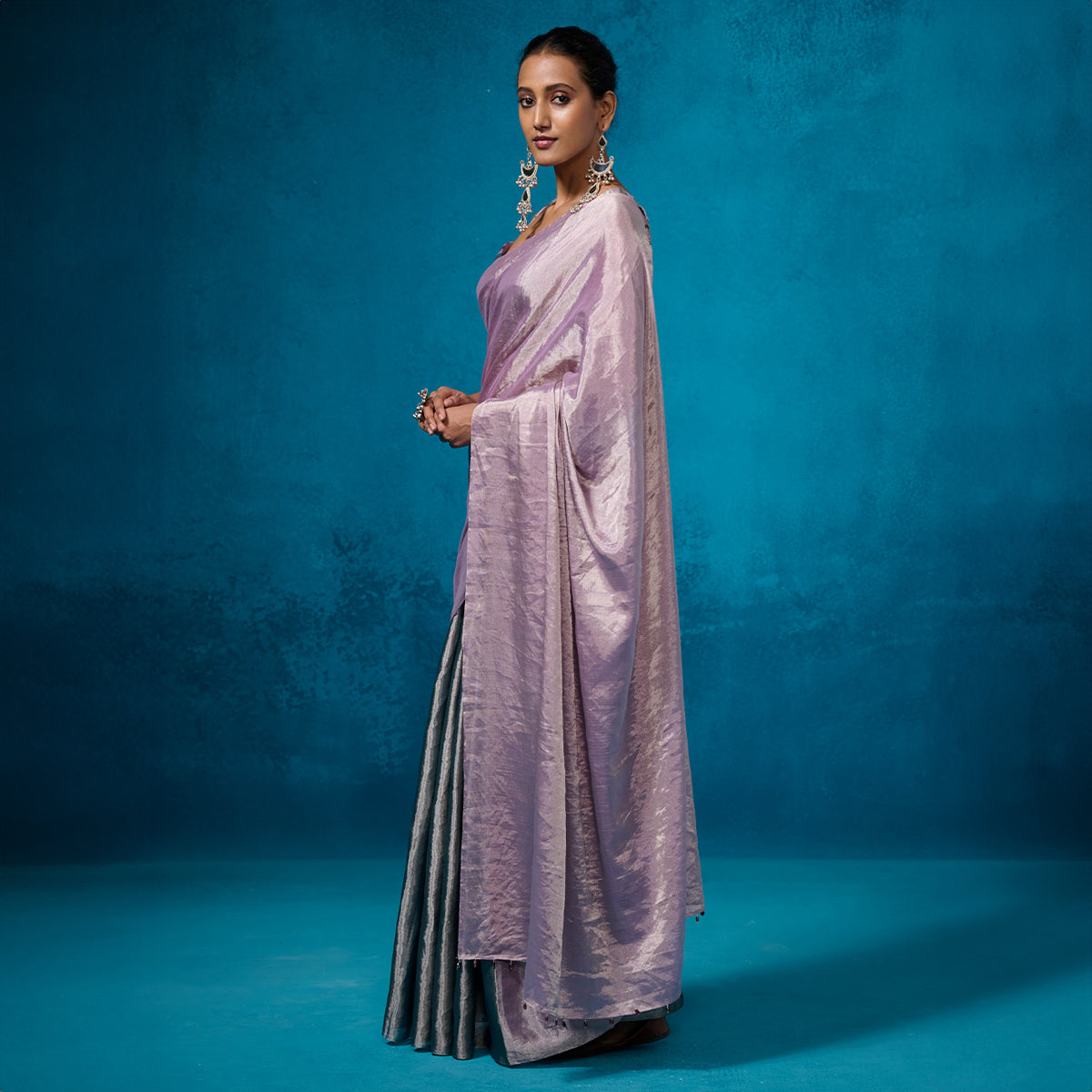 Metallic Sage-Purple Tissue Saree