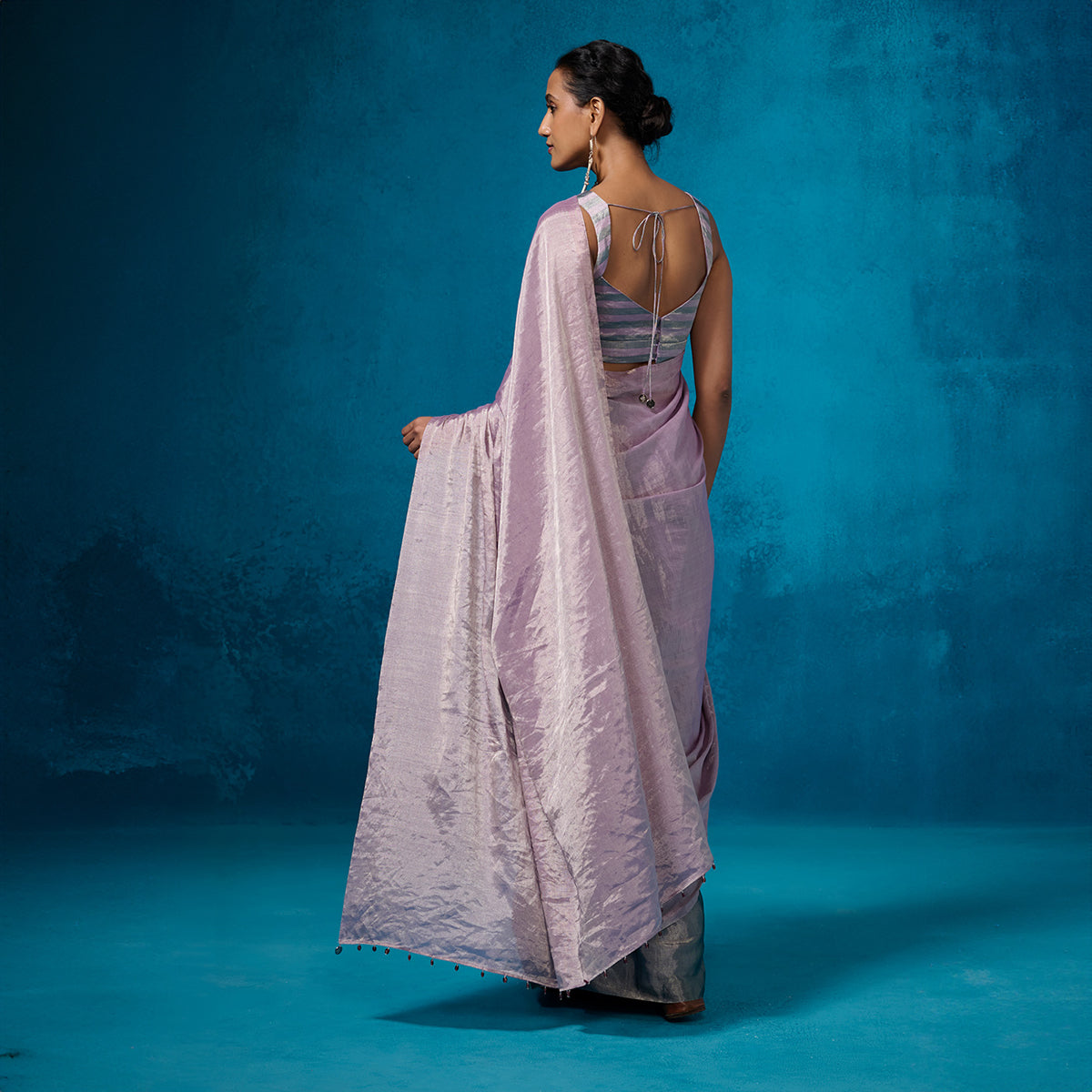 Metallic Sage-Purple Tissue Saree