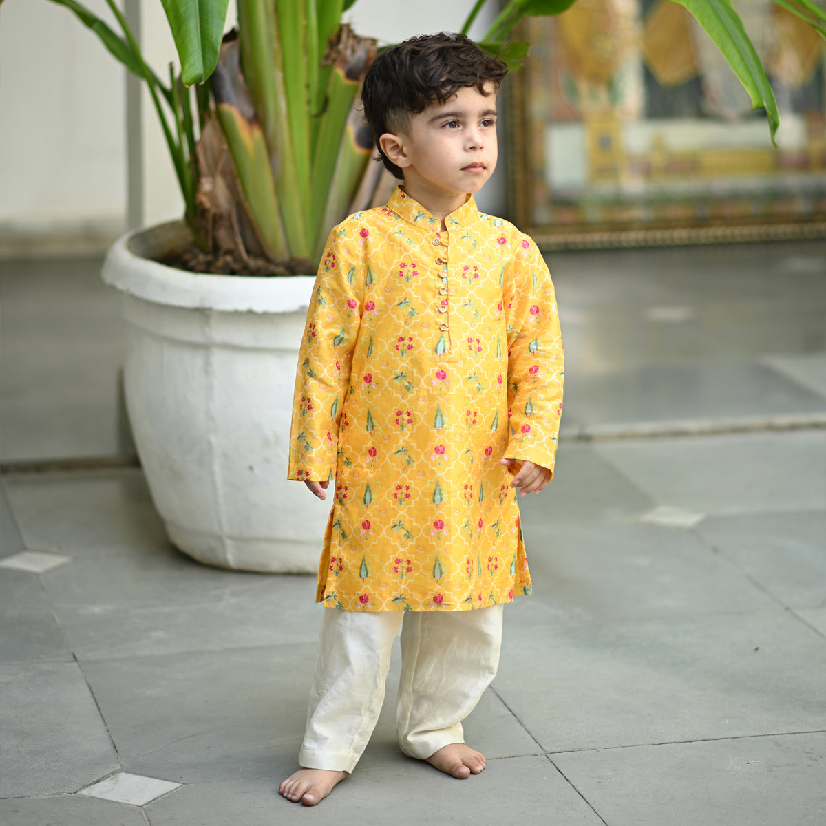 Shiv Kurta And Pyjama Set-Yellow Periyaar