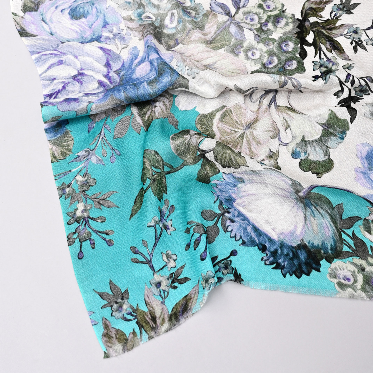 Aqua Bloom Bamboo Modal Stole