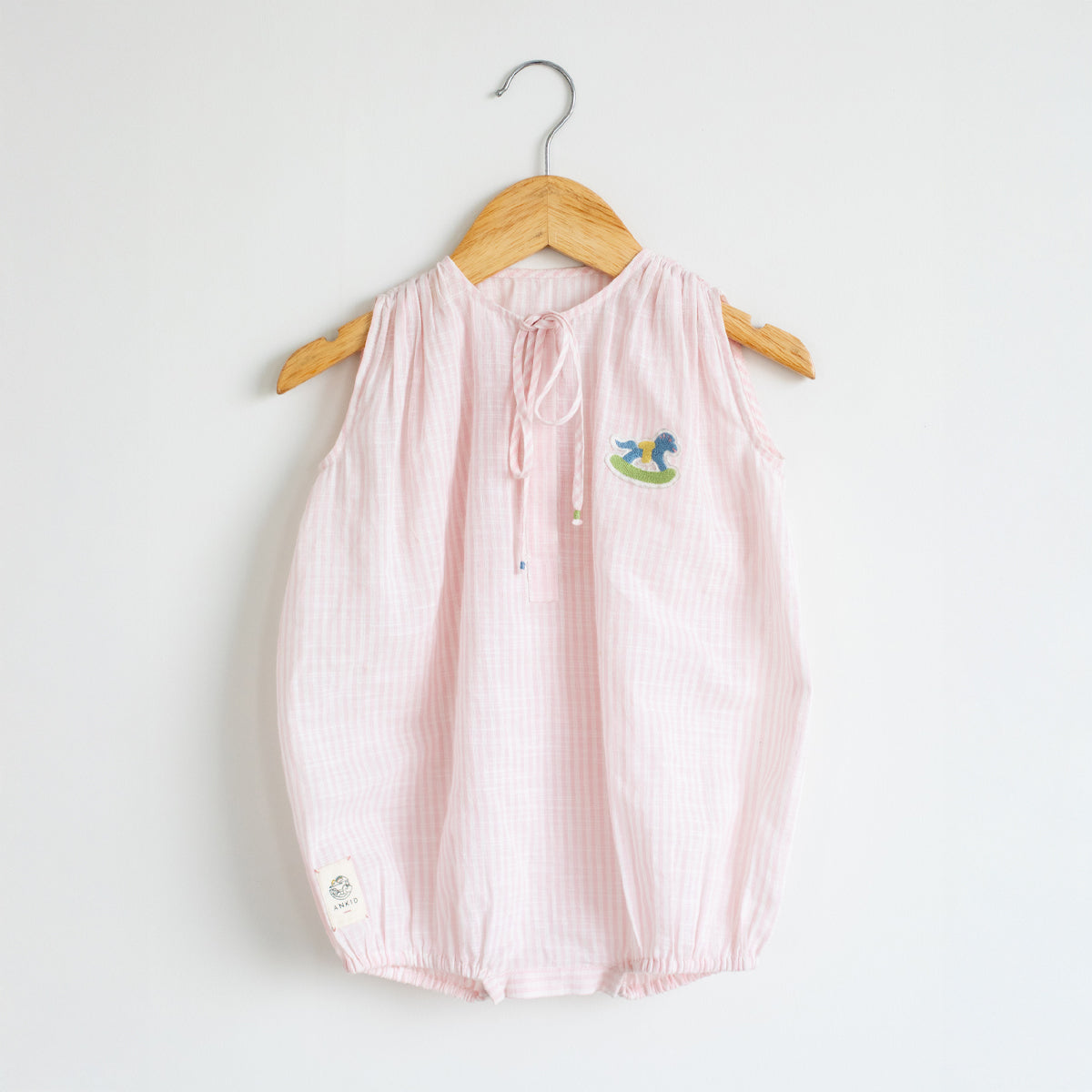 Tug Bug Romper | Blush & Ivory Stripe