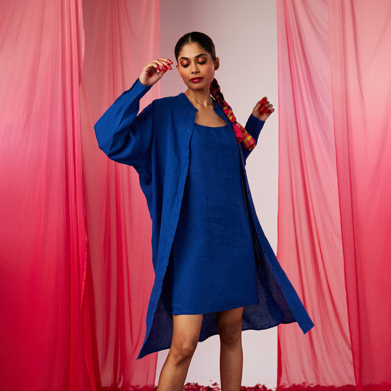 Linen Slip Dress | Blue