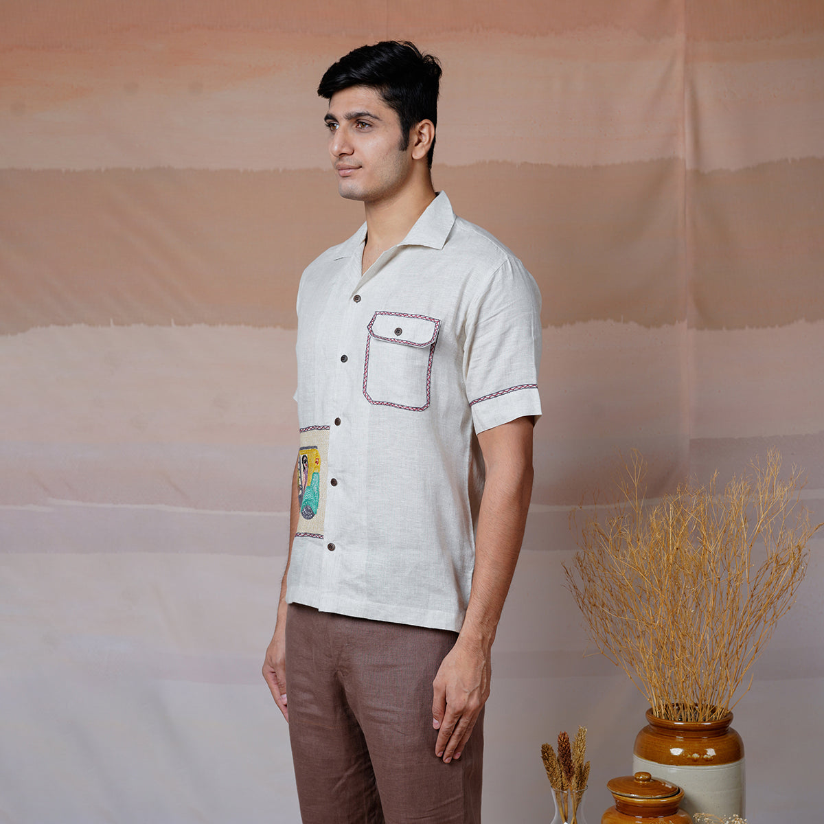 Metro Moments - Hand Embroidered Unisex Linen Shirt