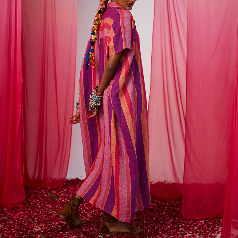 Linen Kaftan Dress | Multicolour
