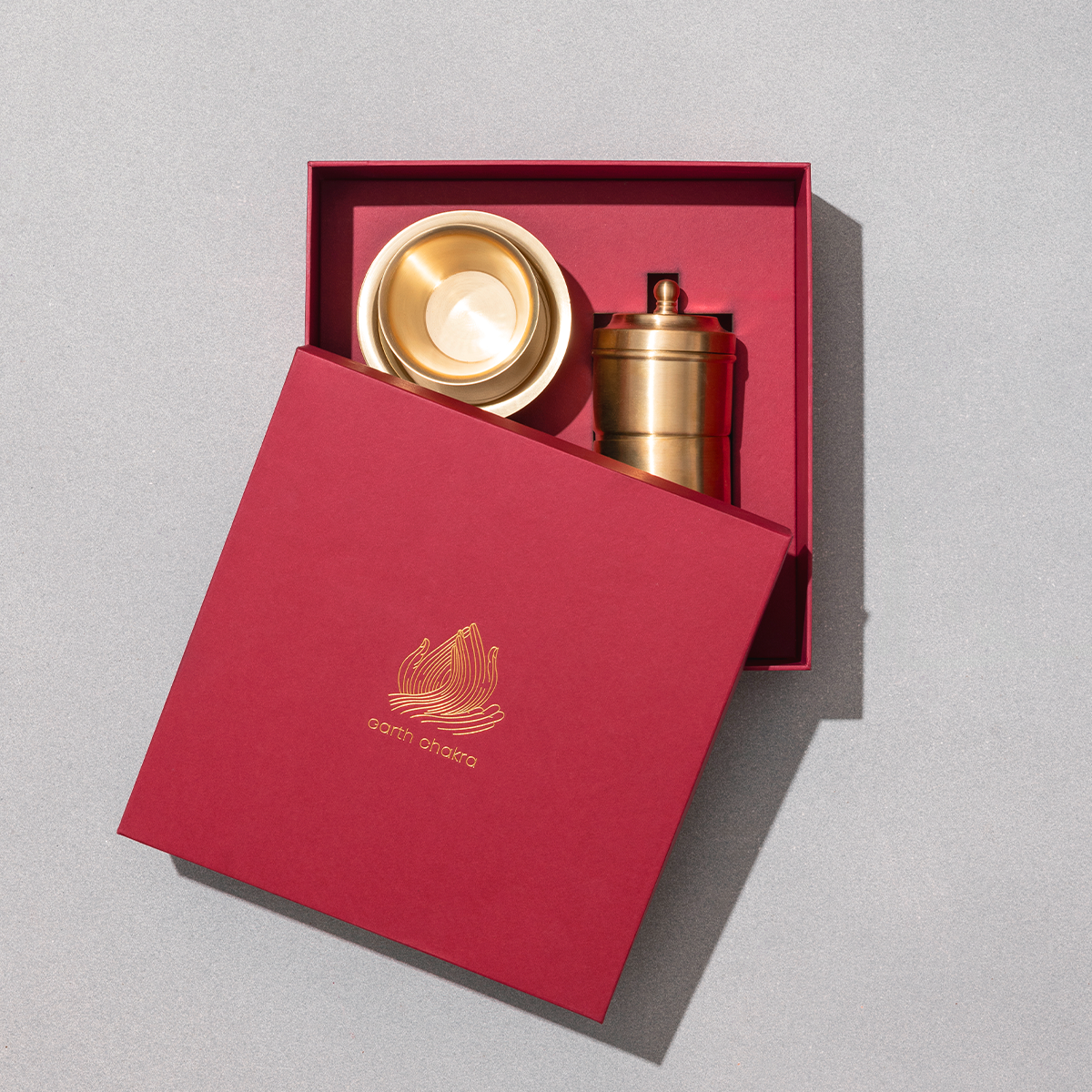 Brass Filter Coffee & Dabara Set | Gold | Set of 3 | Gift Box